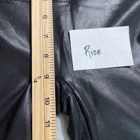 Spanx Size Large Black Faux Leather Leggings Slimming Shaping Ankle Cyber Goth - Picture 11 of 12